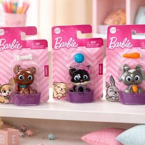Mattel Barbie Pets sold as a set of 3 featuring a puppy, a kitten, and a bunny